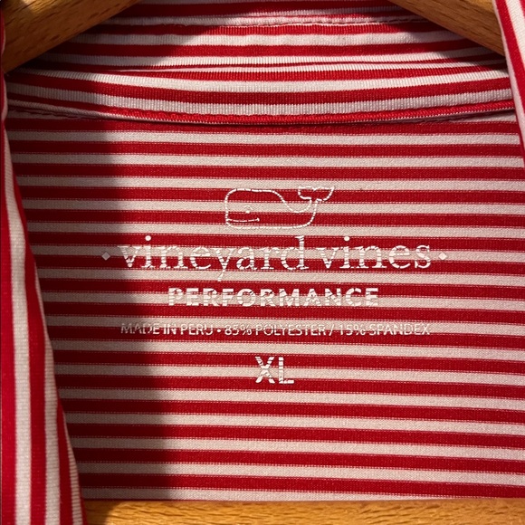 VINEYARD VINES Performance Short Sleeve Polo Striped Red White Mens XL EUC - Picture 4 of 5